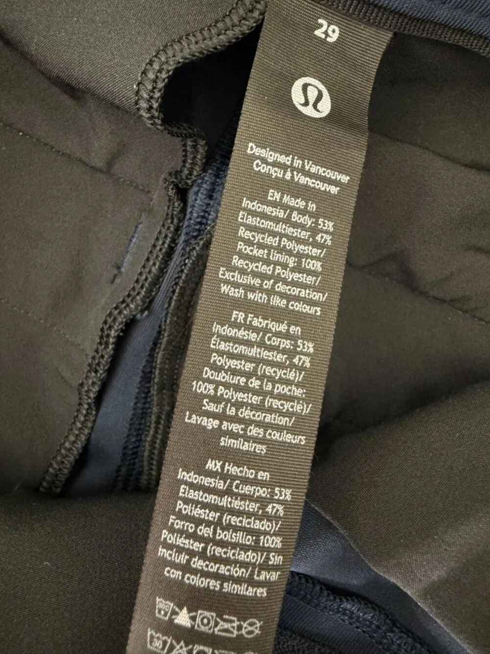 Lululemon ABC Pants Mens 29X30 Classic-Fit Trouser Warpstreme Navy Blue